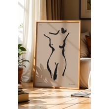 Artiera Figüratif Kadın Silüeti Doğal Ahşap Çerçeveli Duvar Tablosu