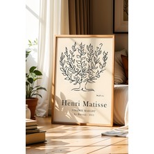 Artiera Matisse Yaprak Desen Bohem Siyah Minimalist Ahşap Çerçeveli Duvar Tablosu