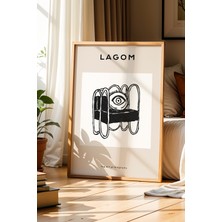 Artiera Sade ve Soyut Göz Motifi Doğal Ahşap Çerçeveli Duvar Tablosu – Lagom Life