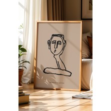 Artiera Duygular -  Minimalist Portre Ahşap Çerçeveli Duvar Tablosu