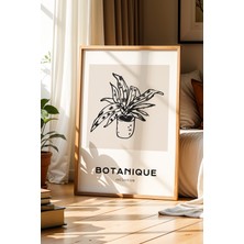 Artiera Dekoratif Vazo ve Çiçek Minimalist Çizimi Bohem Doğal Ahşap Çerçeveli Duvar Tablosu