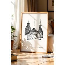 Artiera Zarif Işıklar: Bohem Tarz Doğal Ahşap Çerçeveli Minimalist Lamba Duvar Tablosu