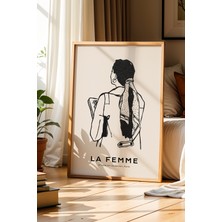 Artiera Şık Kadın Figürü Doğal Ahşap Çerçeveli Duvar Tablosu – La Femme
