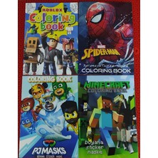 4 Adet Stickerli Boyama Kitabı (Roblox'/örümcek Ad./pijamask'/minecraft Figürlü)