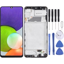 Samsung Galaxy A22 4g LCD Ekran Siyah Renk Ilanı ve Çerçeveli +Tamir Seti Screen