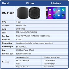 Wireless Carplay Android Araba 4 Çekirdekli Akıcı Full Hd 1080P Wifi 2.4/5g A133ALLWINNER Chip