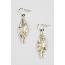 Lila Rosa Otantik Yaprak Figürlü Pirinç Küpe