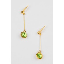 Lila Rosa Otantik Kristal Taşlı Yeşil Küpe