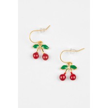 Lila Rosa Etnik Otantik Kırmızı Kiraz Küpe