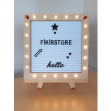 Fikirstore LED Işıklı Şövaleli Ahşap Mesaj Panosu Yazı Tahtası Letterboard