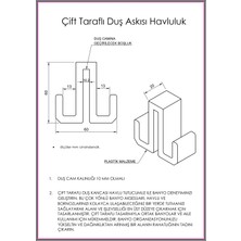 3 Boyutlu Hepsi Siyah Duşakabin Askısı - Siyah Havlu Askılık - Çift Taraflı Havluluk - 10 mm Cam Kalınlığına Uygun