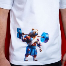 Book OrBook Warrior Bear  Çift Iplik Dokumalı Rahat Kalıp PAMUK T-Shirt