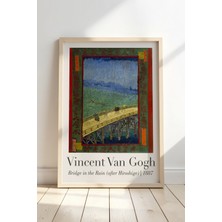 Artiera Vincent Van Gogh Yağmur Altında Köprü 1887 Vintage Doğal Ahşap Çerçeveli Duvar Tablosu