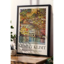 Artiera Gustav Klimt Garda Gölü'nde Malcesine 1913 Vintage Doğal Ahşap Çerçeveli Duvar Tablosu