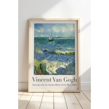 Artiera Vincent Van Gogh Maries De La Mer Deniz Manzarası Vintage Doğal Ahşap Çerçeveli Duvar Tablosu