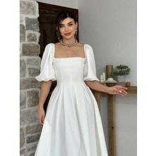Çan Etekli Midi Boy Kısa Kollu Elbise