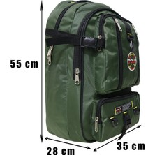Dağcı Sırt Çantası 45 Litre | Kalın Çadır Kumaş, Yeşil Kamp Çantası