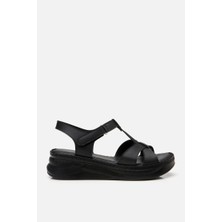Kadın Siyah Comfort Düz Sandalet