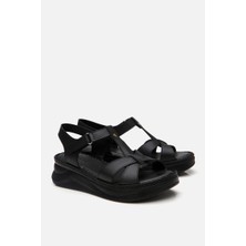 Kadın Siyah Comfort Düz Sandalet