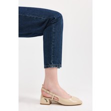 Kadın Bej  Kalın Topuklu Ayakkabı