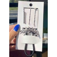 Yaprak Figürlü Metal Lastik ve Tel Toka Set
