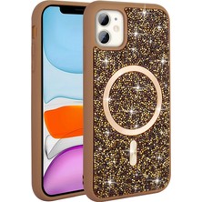 Iphone 11 Uyumlu Kılıf Magsafe Destekli Işıltılı Simli Parlak Dökülmez Taşlı Lüks Kapak