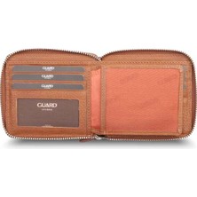 Derije  Deri Retro Fermuarlı Taba Erkek Cüzdanı (T54)