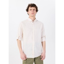 Mustang Relaxed Bej Çizgili Erkek Gömlek M5SM-GML1046