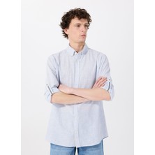 Mustang Relaxed Mavi Çizgili Erkek Gömlek M5SM-GML1046