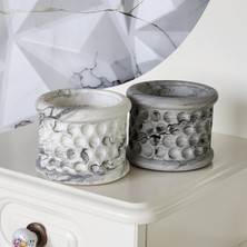2’li Saksı Seti Dekoratif Beton Saksı, Kaktüs ve Sukulent Saksısı 2’li Tasarım Dekor
