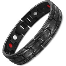 Fuhao Shop C Siyah Bilezik Erkekler Için Yağmur Gibi Moda Bilezik Paslanmaz Çelik Manyetik Terapi Bileziği Viking Germanium Lüks Takı Bileklik Drop-Ship (Yurt Dışından)