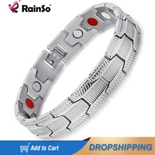 Fuhao Shop C Siyah Bilezik Erkekler Için Yağmur Gibi Moda Bilezik Paslanmaz Çelik Manyetik Terapi Bileziği Viking Germanium Lüks Takı Bileklik Drop-Ship (Yurt Dışından)