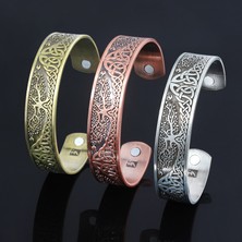 Fuhao Shop C Siyah Tabanca Kaplama 3 Renkli Hayat Ağacı Bilezikler Norse Viking Wicca Cuff Celtics Düğüm Manyetik Bilezik Bilezik Kadınlar Erkekler Takı Hediye (Yurt Dışından)