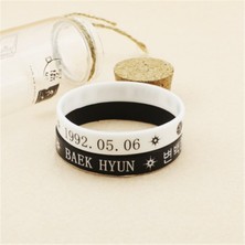 Fuhao Shop C 19CM Tarzı Baekhyun Siyah Beyaz Kpop Exo Kaı Do Xıumın Bilezik Kadınlar Için Silikon Spor Bileklik En Iyi Arkadaş Takı Hediye B173 (Yurt Dışından)
