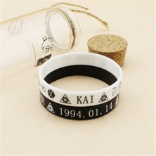 Fuhao Shop C 19CM Tarzı Baekhyun Siyah Beyaz Kpop Exo Kaı Do Xıumın Bilezik Kadınlar Için Silikon Spor Bileklik En Iyi Arkadaş Takı Hediye B173 (Yurt Dışından)