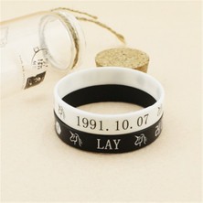 Fuhao Shop C 19CM Tarzı Baekhyun Siyah Beyaz Kpop Exo Kaı Do Xıumın Bilezik Kadınlar Için Silikon Spor Bileklik En Iyi Arkadaş Takı Hediye B173 (Yurt Dışından)