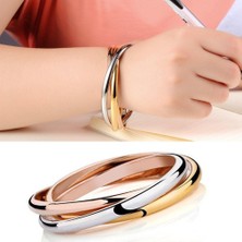 Fuhao Shop C Toka Altın Grisi Kadın Bilezik Zincirleri Paslanmaz Çelik 3 Renkli Set Bilezikler Bileklikler Aksesuar Carter Bilezikler Yeni Trend Takı (Yurt Dışından)