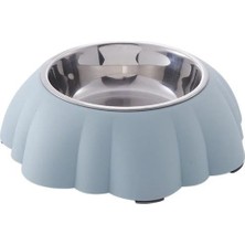 Glipet Ayçiçek Desenli Tekli Mama ve Su Kabı 21X6 cm Mavi