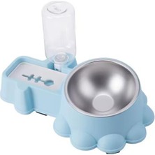 Glipet Eğimli Hazneli Mama ve Su Kabı 32X21X9 cm Turkuaz