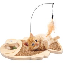 Glipet Balık Şeklinde Ahşap Kedi Tırmalama Oyun Standı 36x26 cm