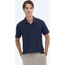 Lacivert Desenli Polo Yaka T-Shirt