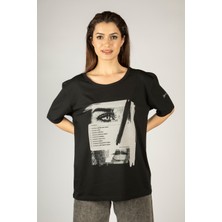 77 Woxxo Humanity Baskılı Unisex Oversize T-Shirt -Siyah Lycralı Modal/pamuk