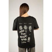 77 Woxxo Good Fellas Baskılı Unisex Oversize T-Shirt -Siyah Lycralı Modal/pamuk