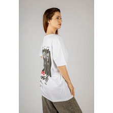 Woxxo Good Fellas Baskılı Unisex Oversize T-Shirt -Beyaz Lycralı Modal/pamuk