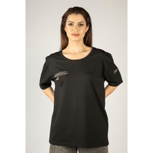 Woxxo Act Or Forget Baskılı Unisex Oversize T-Shirt -Siyah Lycralı Modal/pamuk