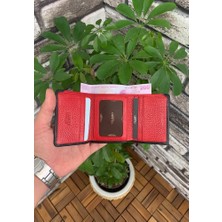 Derije  Deri Siyah/kırmızı Ince Erkek Cüzdanı (T1301)