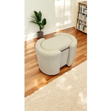 Own Home Çok Amaçlı Kapaklı Puf Depolama Alanlı & Sehpa Özellikli  Silindir Teddy Kumaş Puf Bench