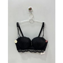 Belvü Straplez Dolgulu Dantel Detaylı Siyah Sütyen - 1171