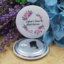 30 Adet Pembe Çiçekli Açacak Magnet Söz Nişan Nikah Hediyesi Nikah Şekeri Metal 6 cm