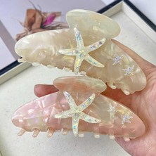 Deniz Yıldızı Desenli Kemik Asetat Yüksek Kalite Toka - Pembe